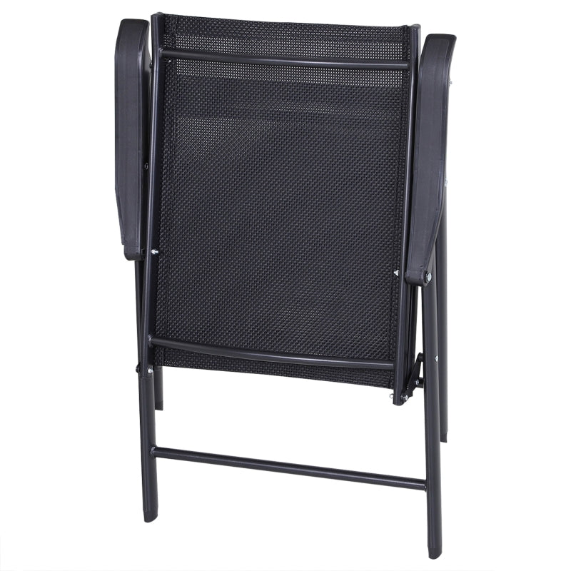 Black Steel Frame Foldable Outdoor Garden Chairs Set of 2