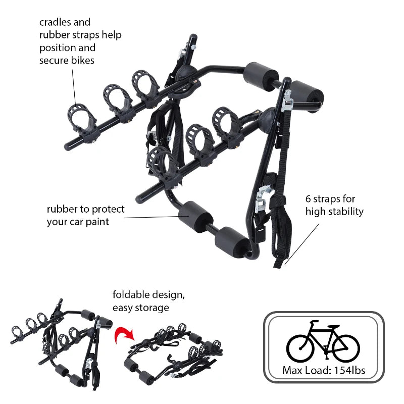 3-Bike Rear Hitch Mount with Fix Strap