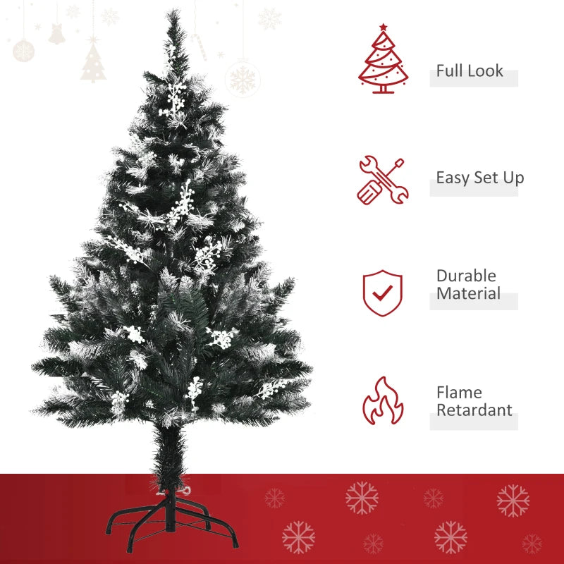 4FT Snow-Dipped Artificial Christmas Tree with White Berries & Star Topper | Indoor Holiday Decoration | Removable Stand