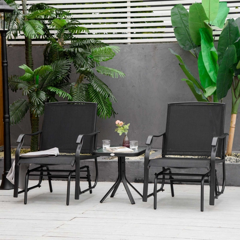 Black Glider Rocking Chair Set with Table - Patio Furniture Bistro Set