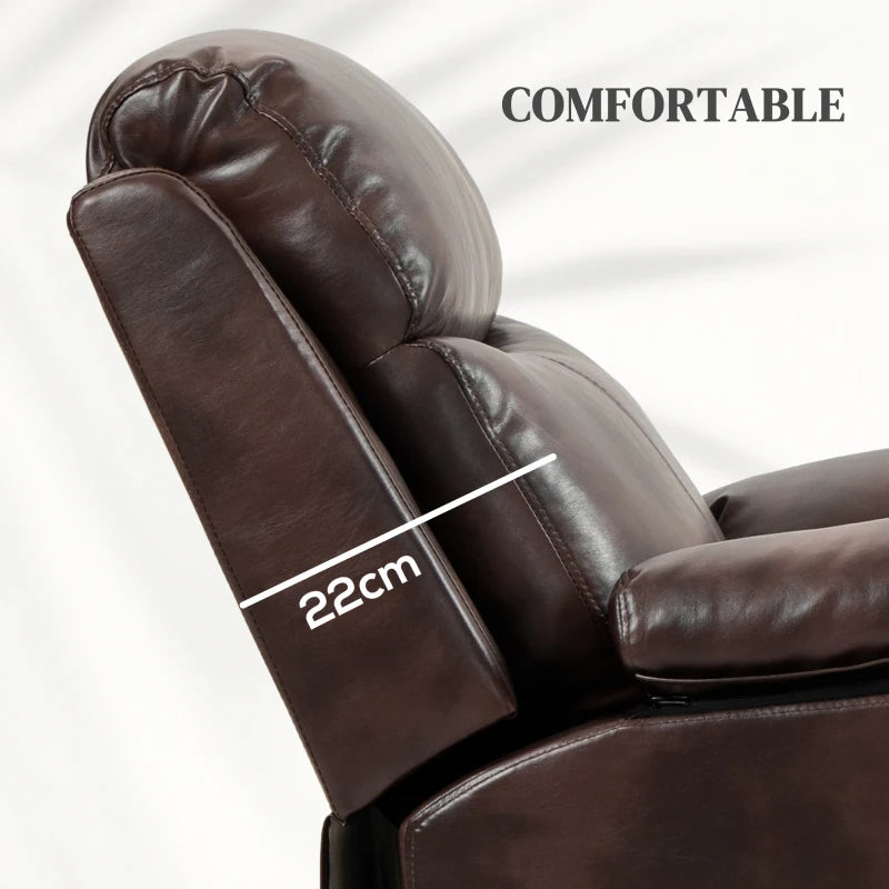Dark Brown Faux Leather Electric Riser Recliner Chair with 70° Recline for Ultimate Comfort