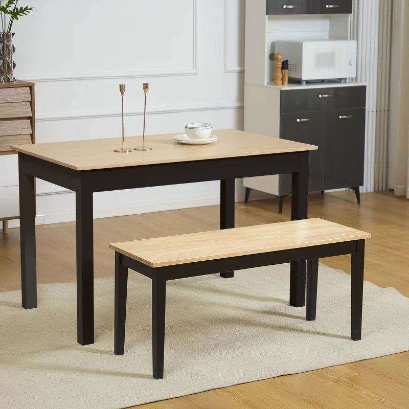 Stylish 102 cm Black Wood Dining Bench for 2 - Perfect for Kitchen, Dining Room, or Entryway Seating