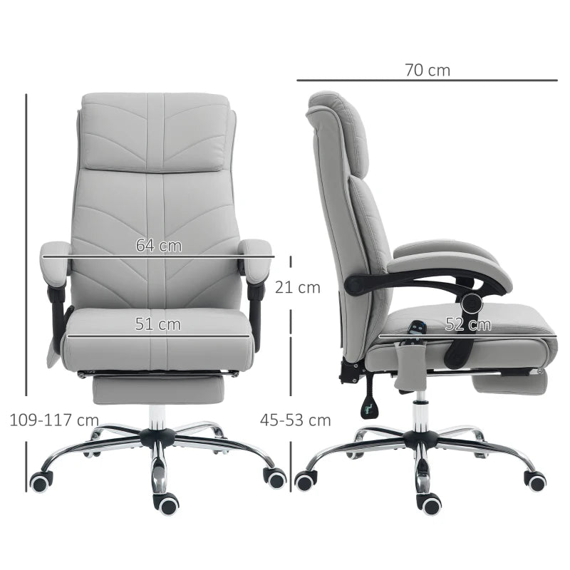 Vinsetto Light Grey Faux Leather Massage Office Chair - Ergonomic Design, Adjustable Height, Comfortable Seating for Home & Office