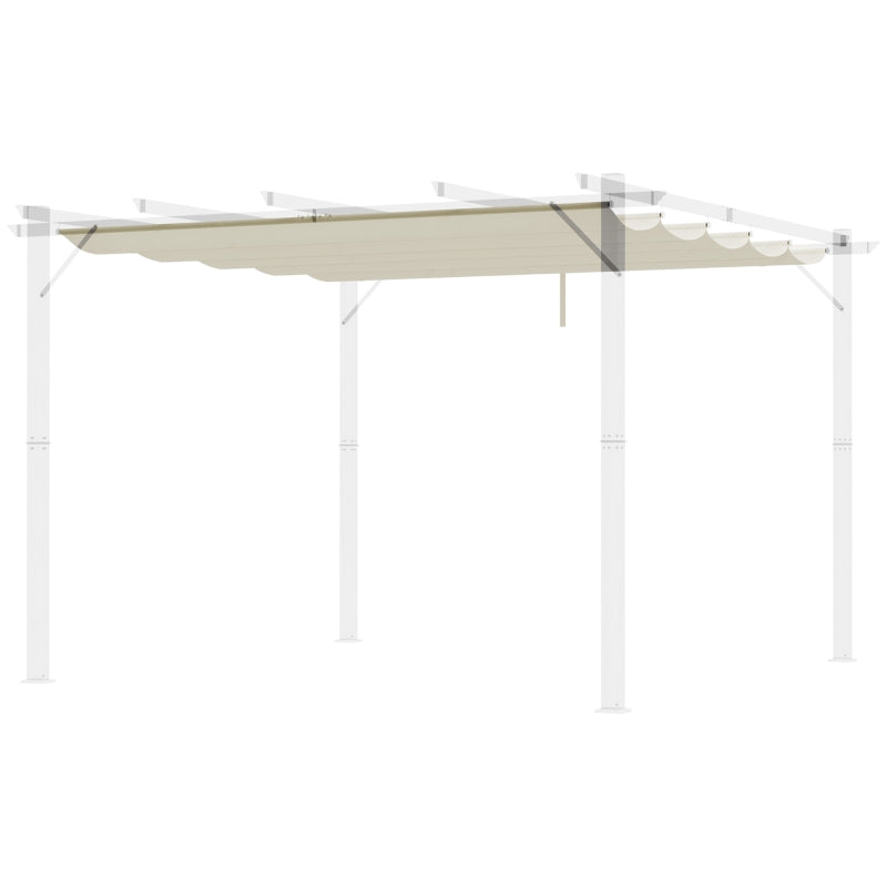 Retractable Pergola Shade Cover - Replacement Canopy Fabric for 3m x 3m Gazebo - Cream White