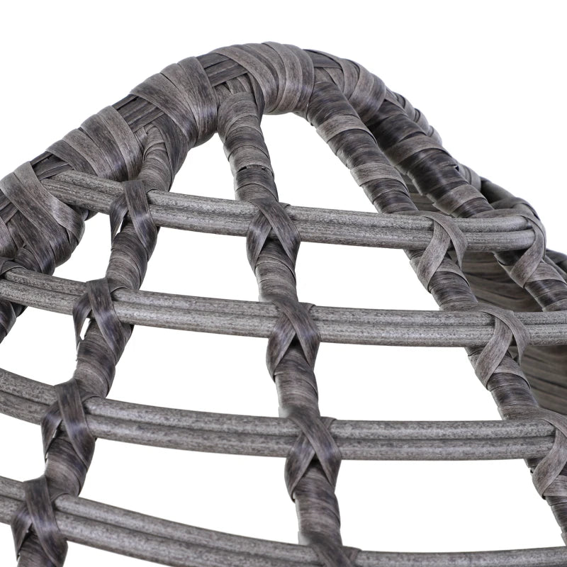 Grey Rattan Teardrop Outdoor Egg Chair with Soft Padded Cushion