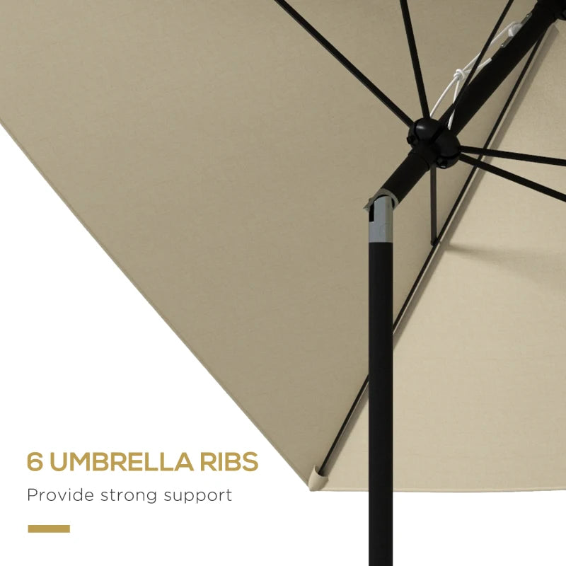 Cream White Rectangular Garden Parasol Umbrella with Crank & Tilt