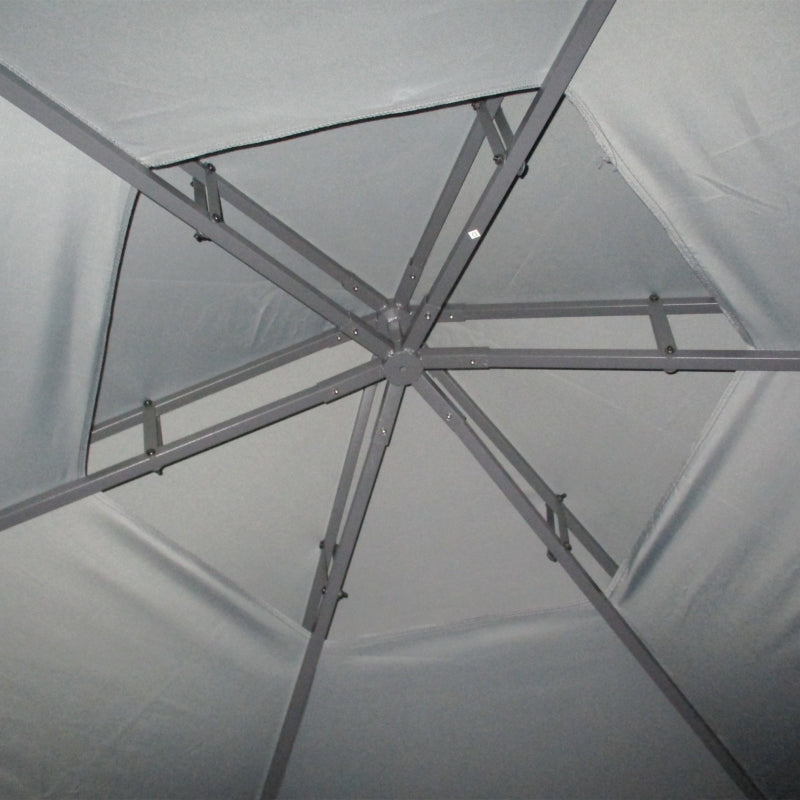 Grey 3m x 3m Hexagon Gazebo