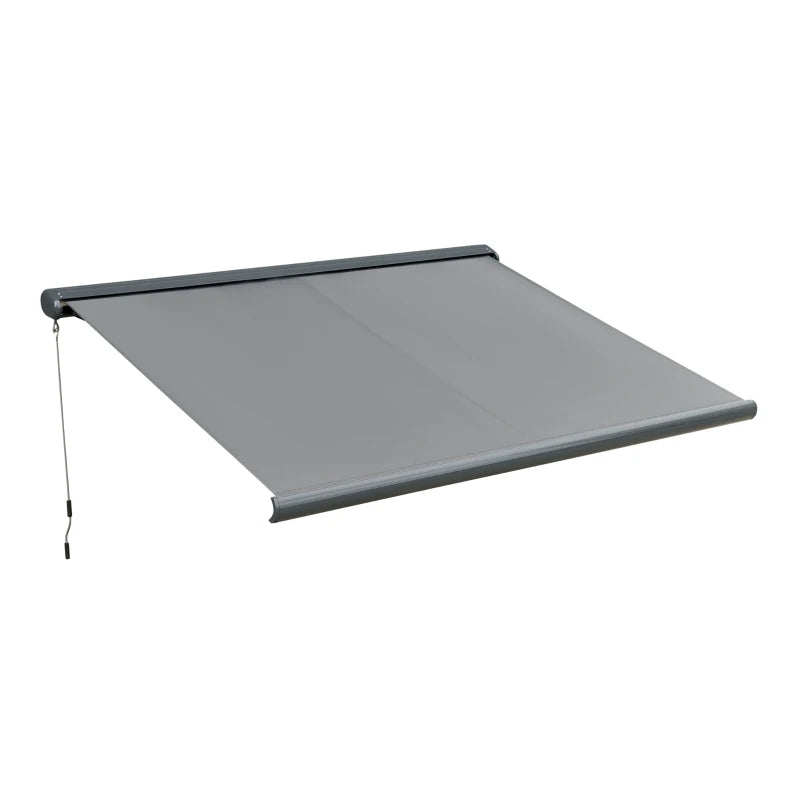 3m x 2.5m Grey Electric/Manual Retractable Canopy With LED Lights - Patio/Shop Awning