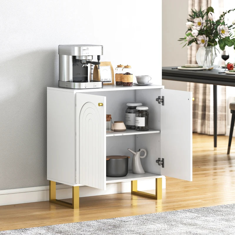 Modern 2-Door White Sideboard Storage Cabinet - Stylish Home Furniture for Living Room, Dining Room, or Entryway