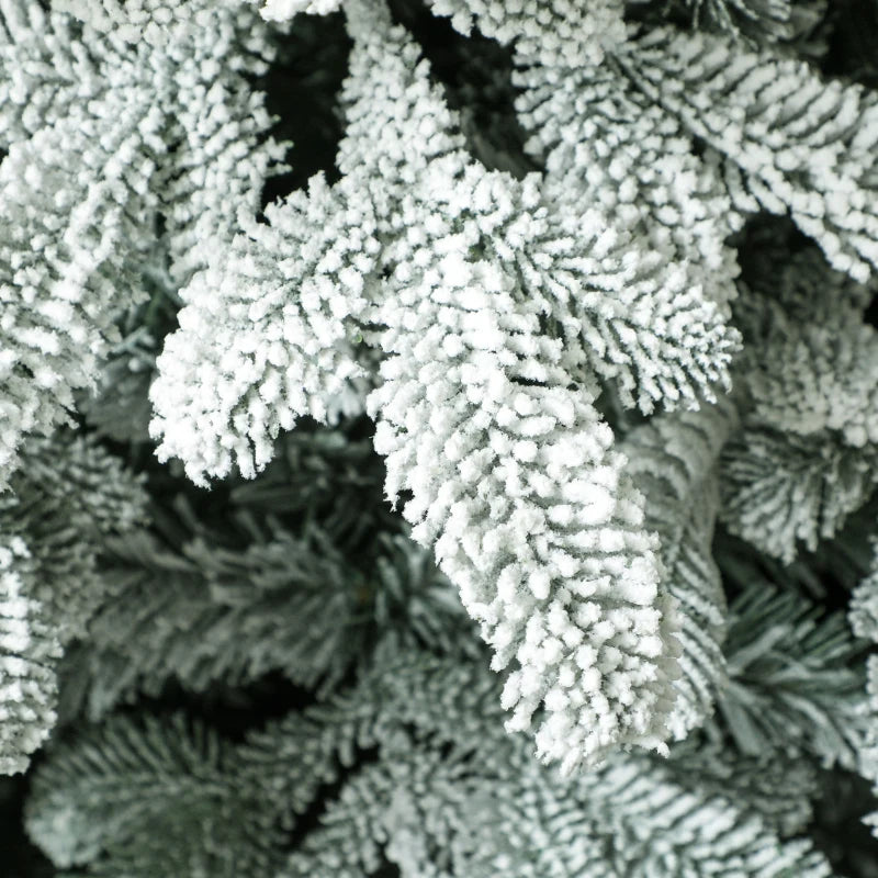 7ft Flocked Christmas Tree - 1867 Branches, Hinged Design, Foldable Metal Stand, Easy Assembly for Home & Office Decor