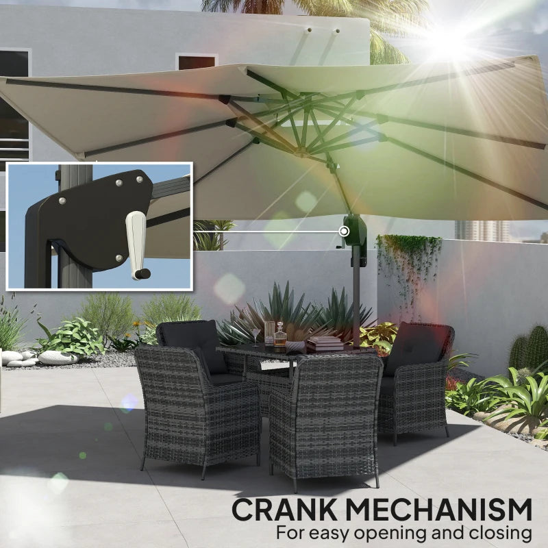 3.7m x 2.7m Cantilever Parasol Umbrella with 360° Rotation, Easy Tilt, UPF50+ Grey