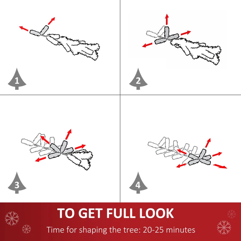 5FT Snow-Dipped Artificial Christmas Tree with White Berries & Star Topper | Indoor Holiday Decoration | Removable Stand