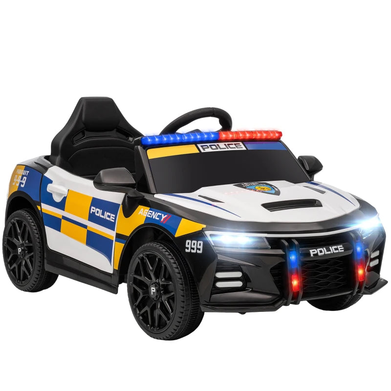 Kids Electric Police Car Ride On with Remote Control Music Lights for Ages 3-5