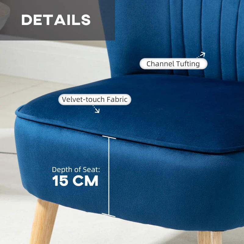Velvet Accent Chair with Ottoman - Curved Back Tub Seat, Dark Blue, Stylish Home Furniture