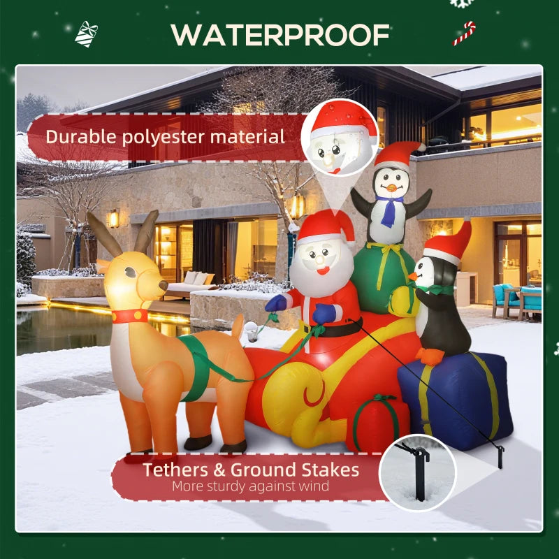 6ft Inflatable Santa Sleigh Decoration with Accessories - Perfect Holiday Outdoor Christmas Yard Decor