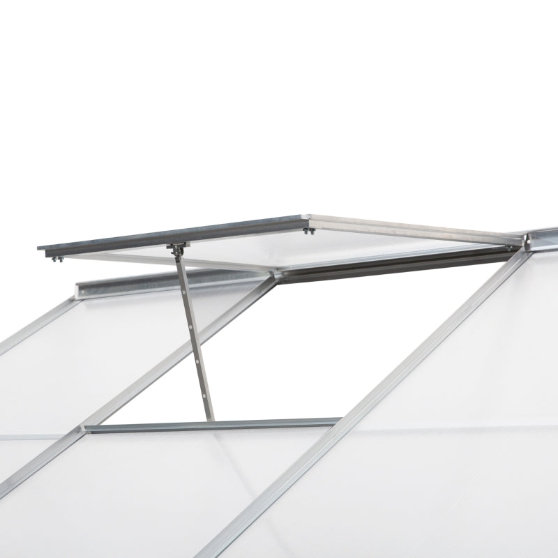 Silver 8x4ft Lean-to Greenhouse with Roof Vent for Plants