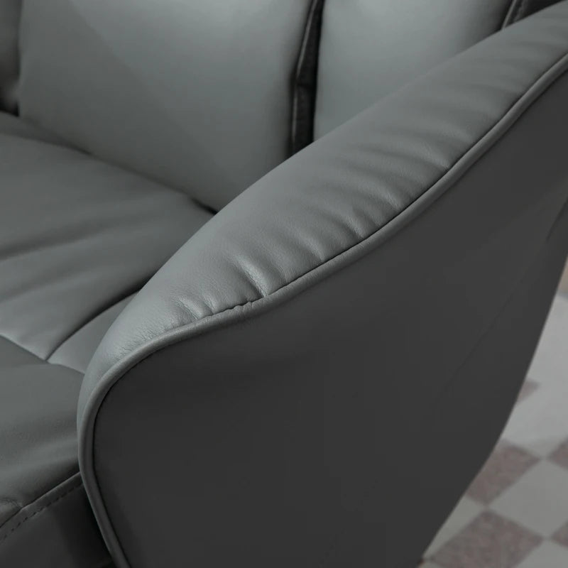 Stylish Grey Swivel Recliner Chair with Footstool - PU Leather Armchair for Living Room Comfort