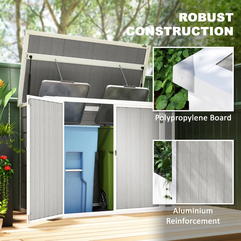 4.7ft x 2.5ft Lockable Light Grey Garden Shed - Outdoor Storage for 2 Trash Cans & Tools