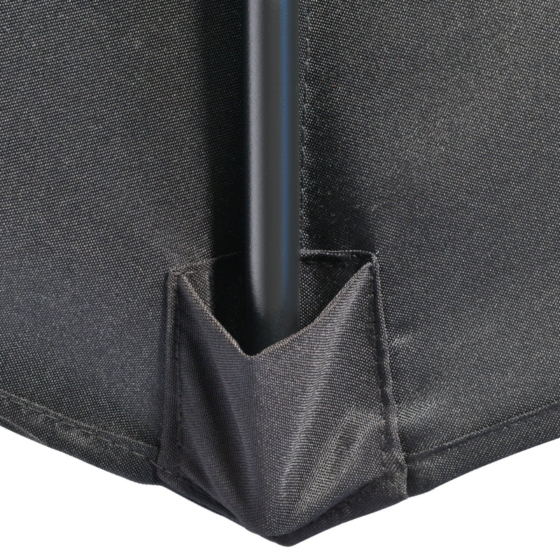 Black 3m Half Round Patio Umbrella with Crank Handle - No Base