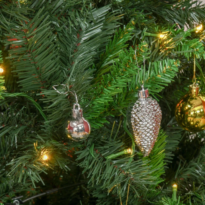 1.8m Pre-Lit Artificial Christmas Tree with 200 LED Lights, Decorative Balls & Metal Stand - Perfect Holiday Décor