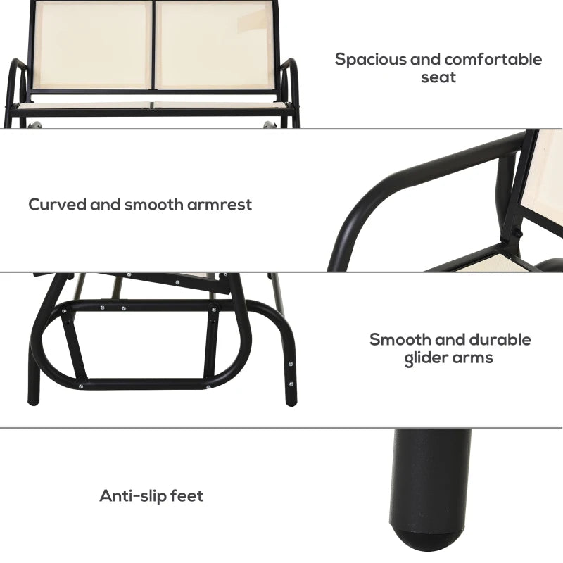 Cream 2-Person Outdoor Glider Loveseat