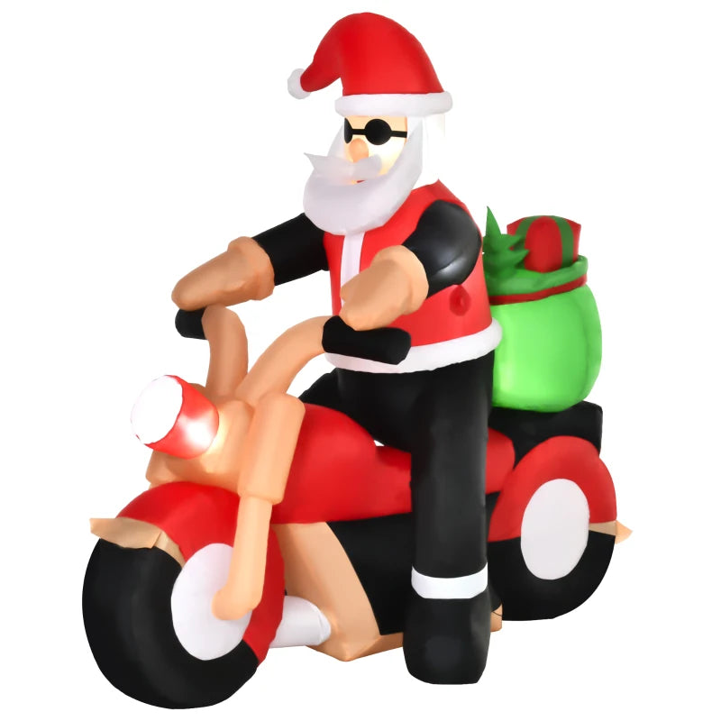 5.5ft Inflatable Santa Claus on Motorcycle - Christmas Blow Up Yard Decoration for Festive Garden Décor