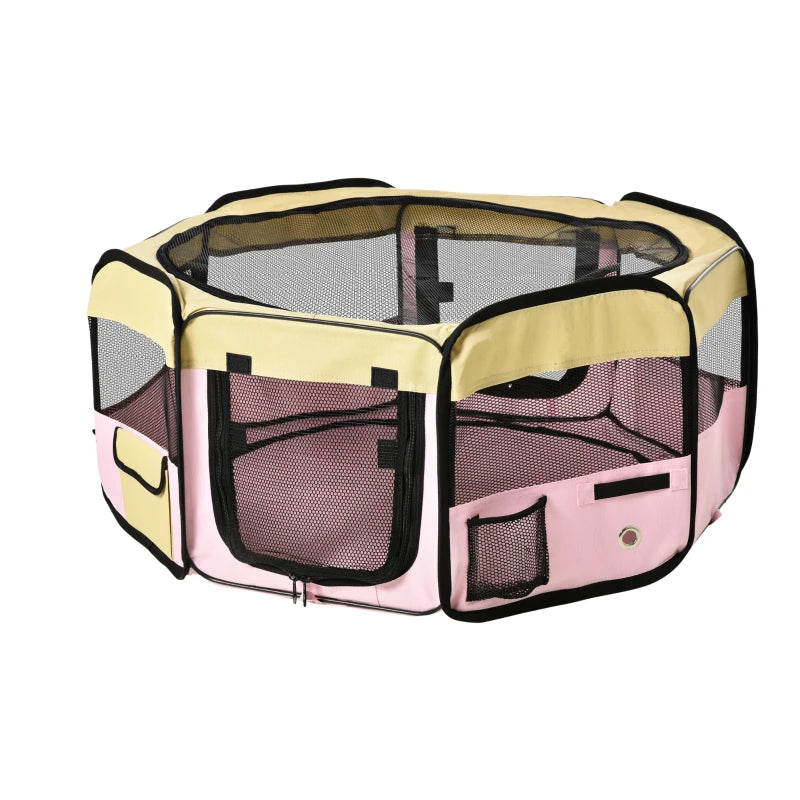 Pink Fabric Pet Whelping Box & Playpen for Dogs, Cats, Puppies, Rabbits, Guinea Pigs - Includes Carry Bag, 90x41cm