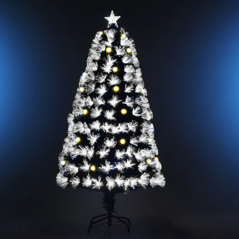 5ft Pre-Lit White Artificial Christmas Tree with 180 LEDs & Star Topper - Full Bodied Seasonal Decoration for Home