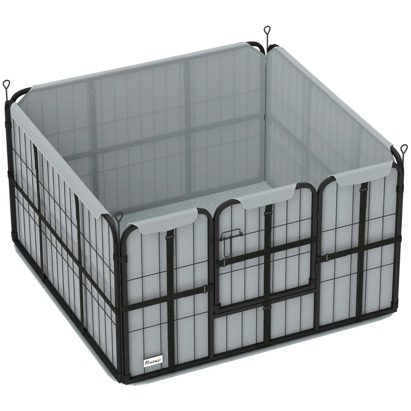 Steel Dog Whelping Box with Washable Pad and Wind-Resistant Cloth for Small and Medium Dogs 102x102x60cm