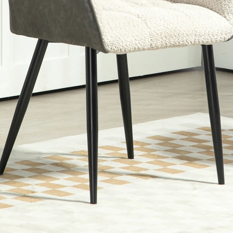 Upholstered Accent Chair with Foot Pads, Chenille Fabric Front and PU Back, Ideal for Living Room or Bedroom, Cream White