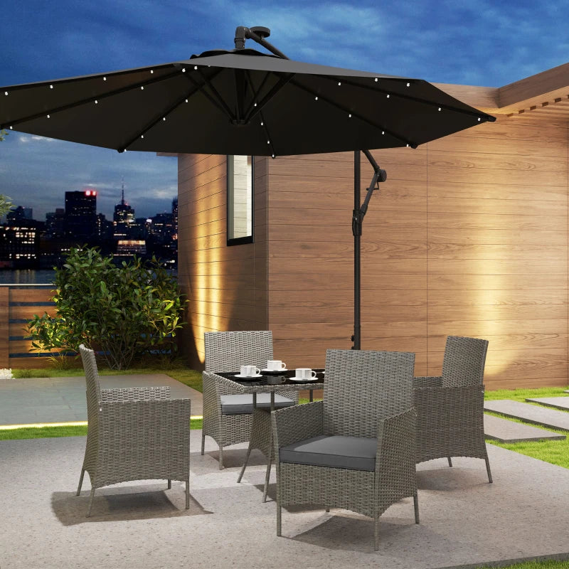 5-Piece Light Grey Rattan Dining Set - Outdoor Patio Furniture