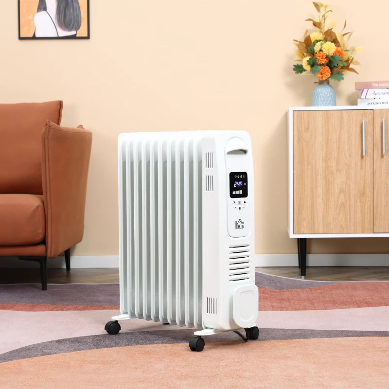 2500W Digital Display Oil Filled Radiator 11 Fin Portable Electric Heater with Timer and Remote