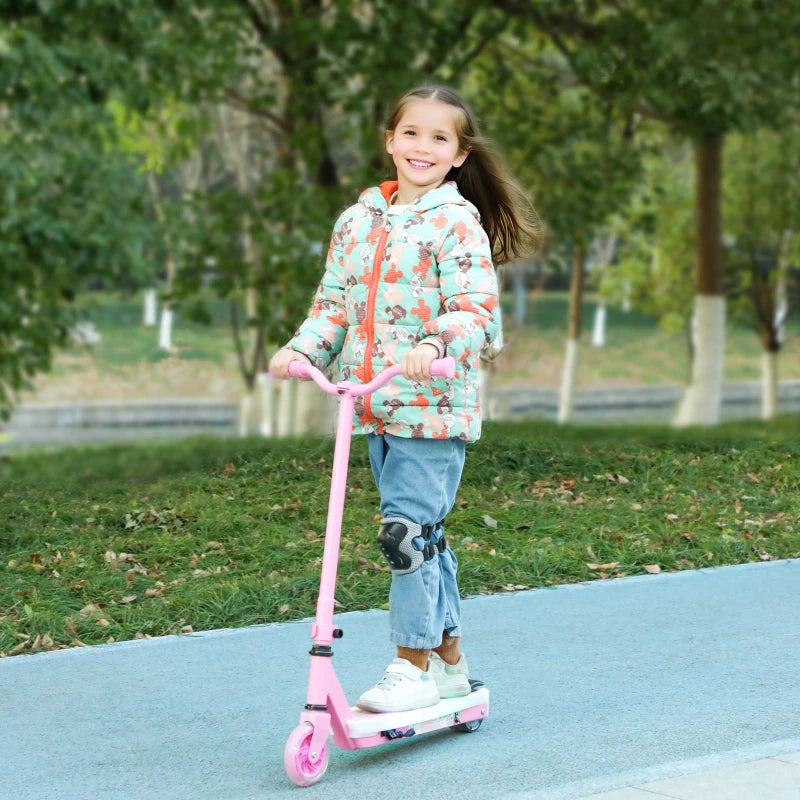 Electric Scooter for Kids Ages 4-7 with LED Lights and Rear Wheels Pink