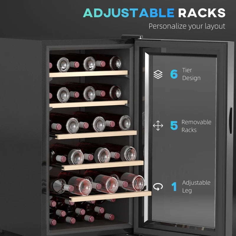 41 Bottle Wine Fridge - 91L Freestanding Cooler with Glass Door, LED Light, Digital Touch Control, Black