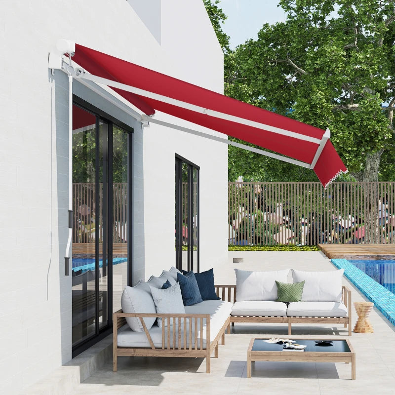 4m x2.5m Manual Awning With Handle - Red