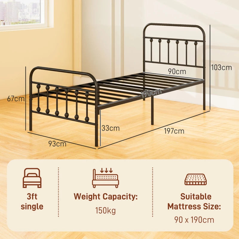 Minimalistic Black Metal Bed Frame - Stylish, Durable, Modern Design for Twin, Full, Queen, King Size Beds