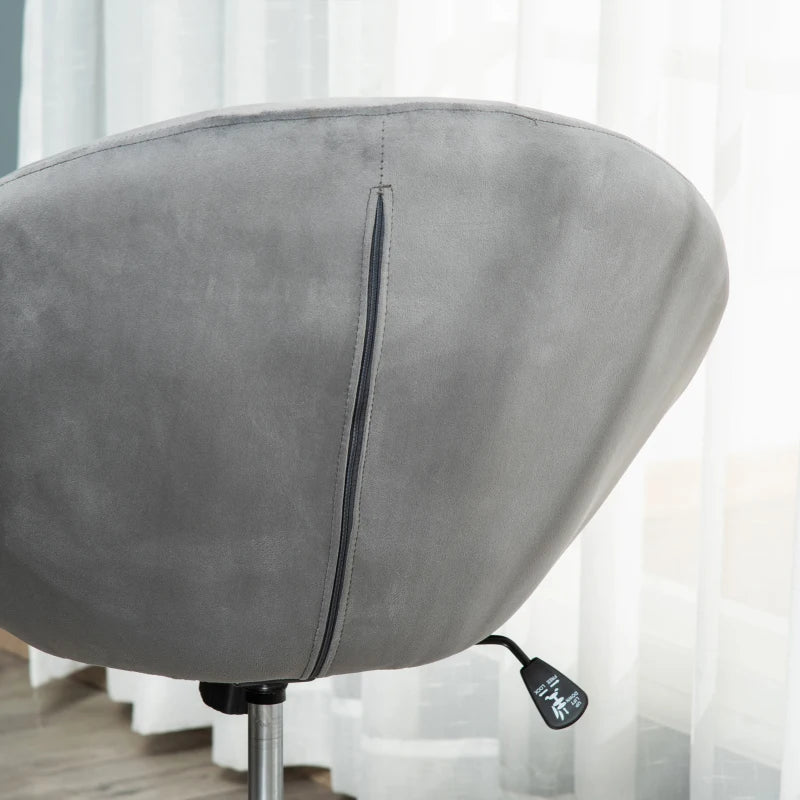 Swivel Velvet Upholstered Dressing Stool - Adjustable Height Makeup Chair with Button Tufting & Thick Padding - Grey
