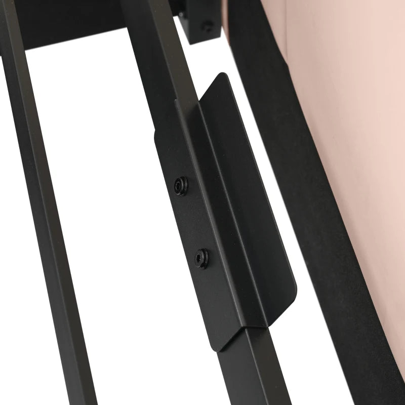 3FT Pink Upholstered Daybed with Hydraulic Storage & Metal Slatted Frame, Velvet Finish, Single Ottoman Bed, 200L x 97W x 76H cm