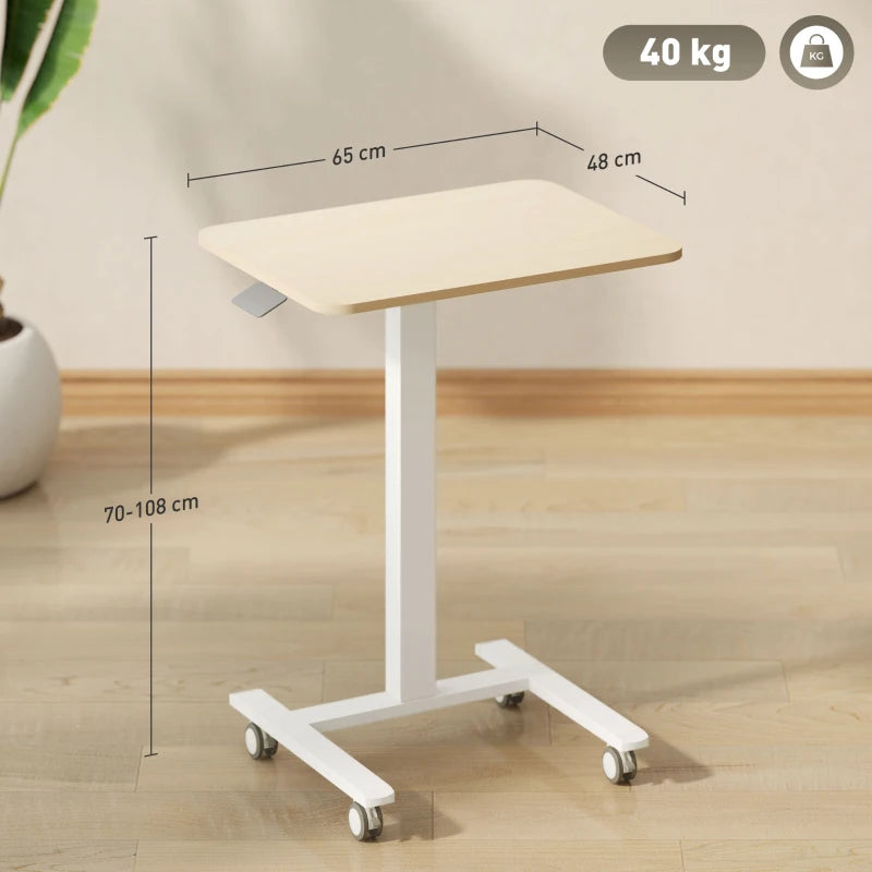 Vinsetto Height Adjustable Work Desk 68-108cm - Modern Wood-Effect & White Finish for Home Office