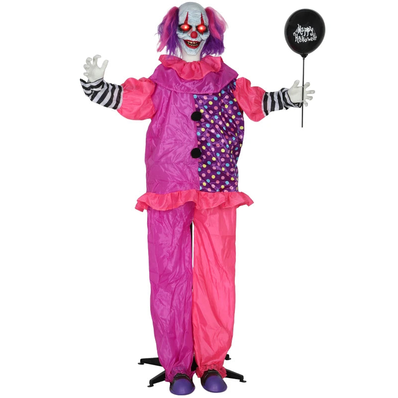 Scary Animated Clown Decoration - Spooky Pink & Purple Halloween Prop for Haunted House & Party