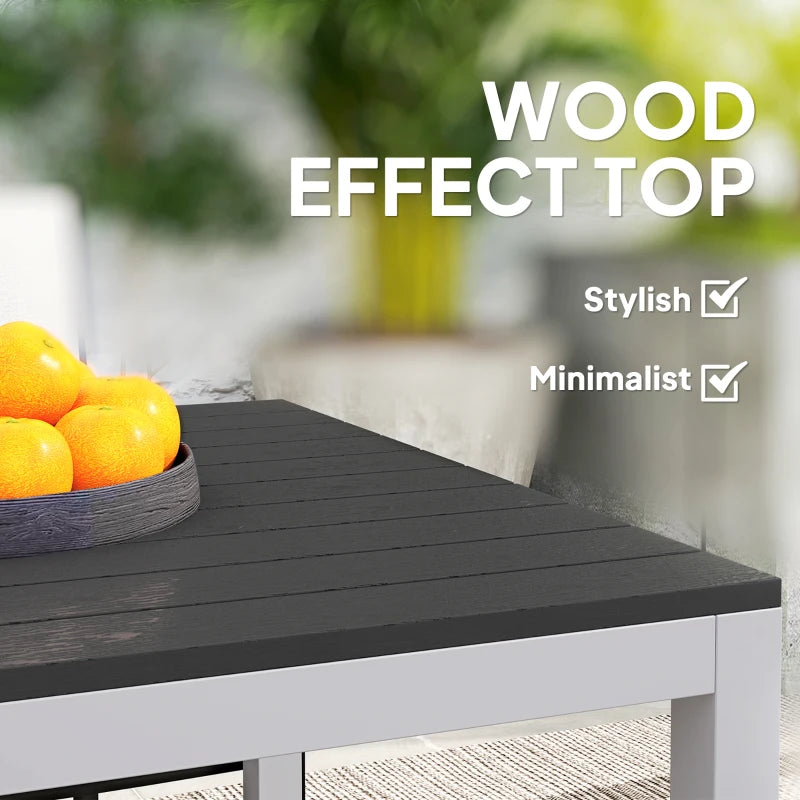 Outdoor Dining Table for 4-6, 120x70 cm, Rust-Resistant Aluminium, Easy Maintenance, Black