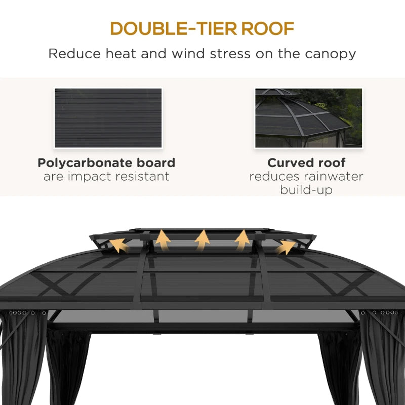 Black Aluminium Framed 4m x 3m Hard Top Gazebo