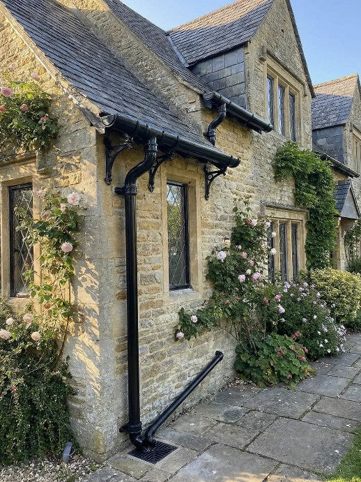 Cast Iron 4" Round Eared Downpipe x 6ft Painted