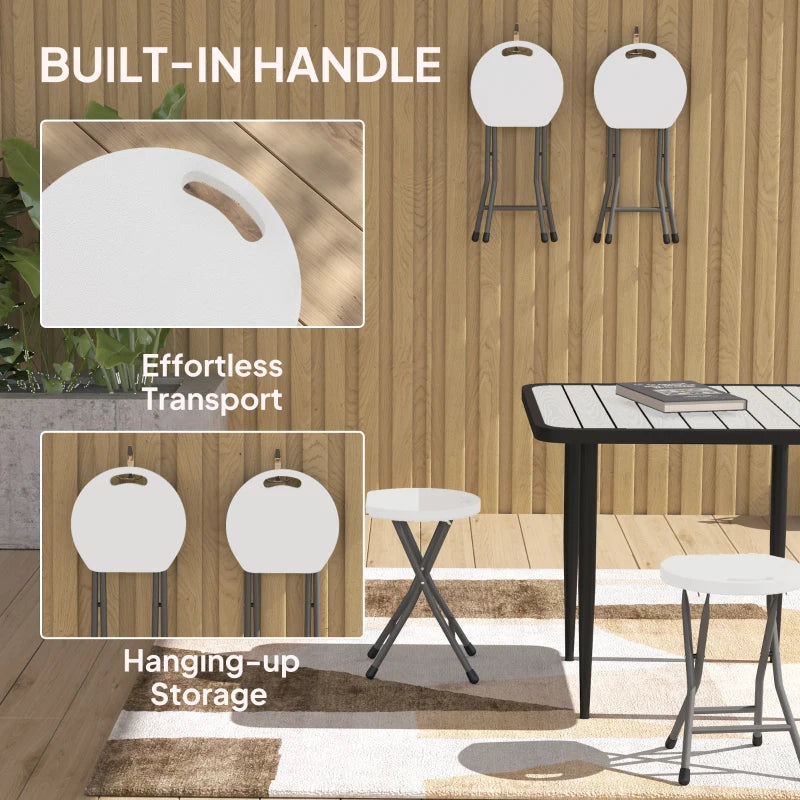 Set of Four White Folding Carry Stools - Compact and Lightweight Design