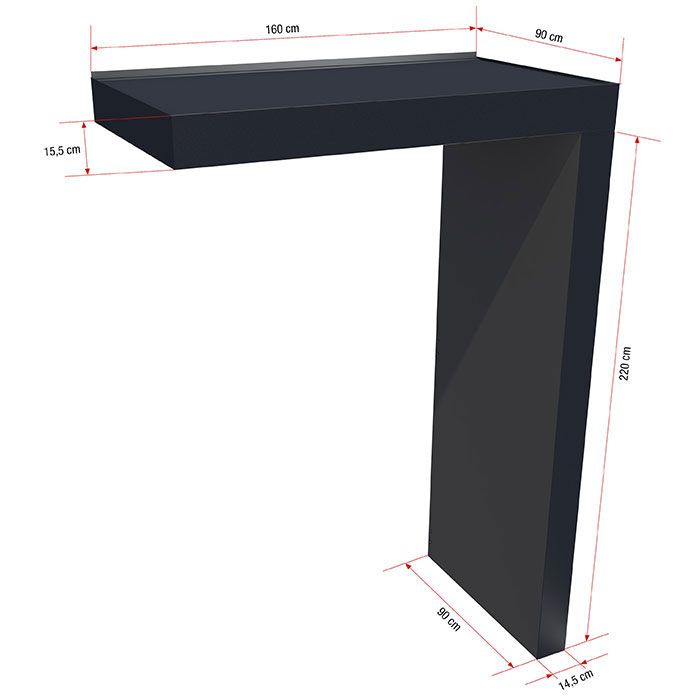 160x90cm Aluminium Canopy With LED Light Strip & Side Panel - Anthracite Grey (Left or Right)