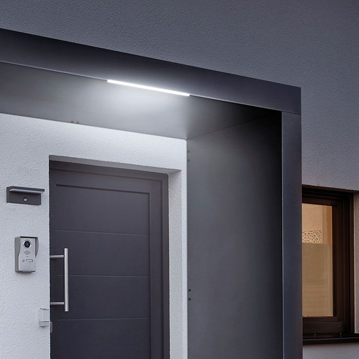 160x90cm Aluminium Canopy With LED Light Strip & Side Panel - Anthracite Grey (Left or Right)