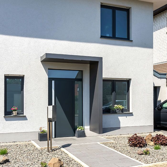 160x90cm Aluminium Canopy With LED Light Strip & Side Panel - Anthracite Grey (Left or Right)