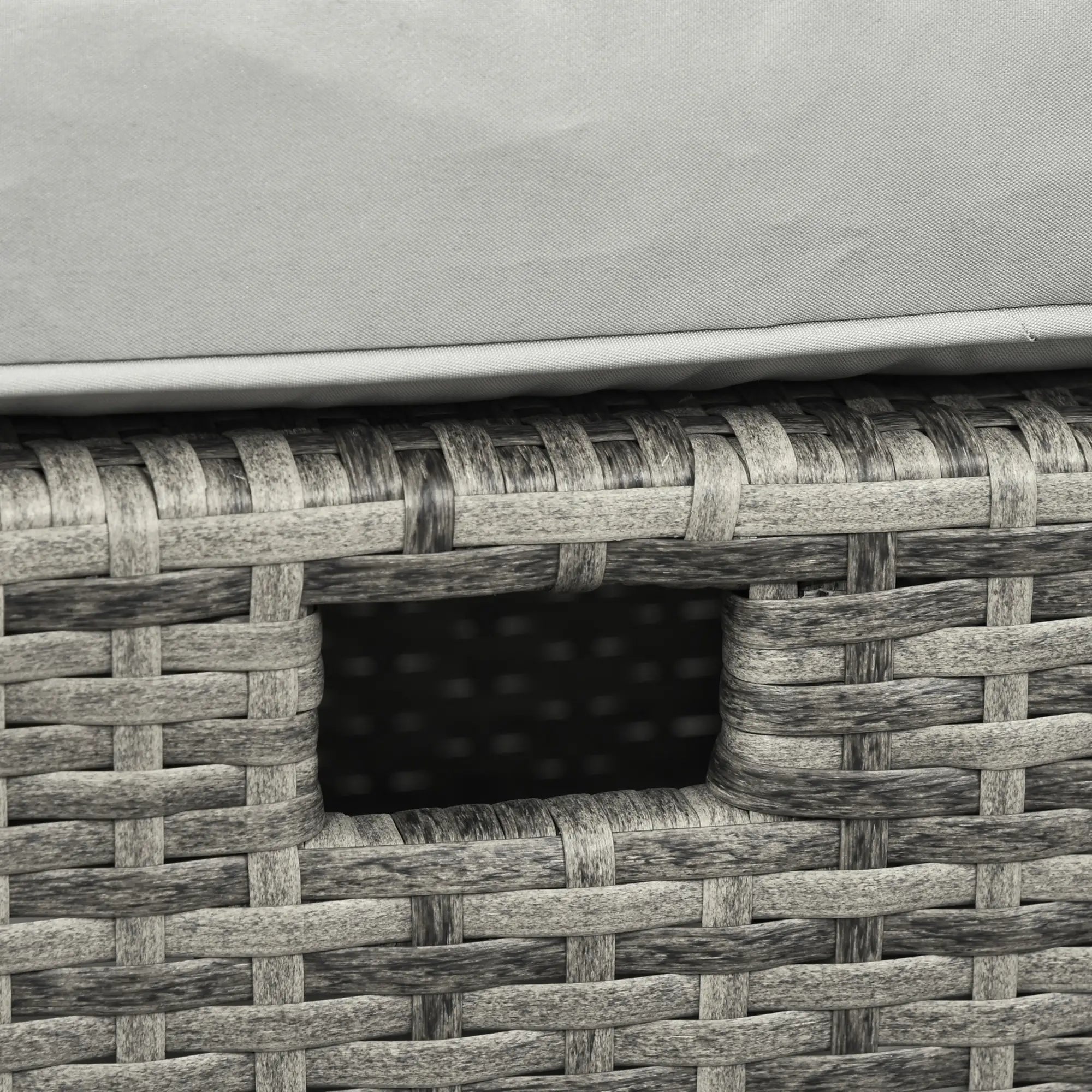 Light Grey 7 Seater Rattan Sofa, Coffee Table & Footstools