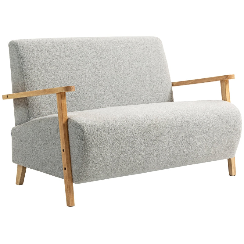 Light Grey Small Sherpa Fabric 2 Seater Sofa Settee for Compact Living Spaces