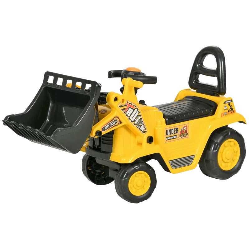 3 in 1 Ride On Toy Bulldozer for Toddlers Digger Excavator Scooter Storage Cart